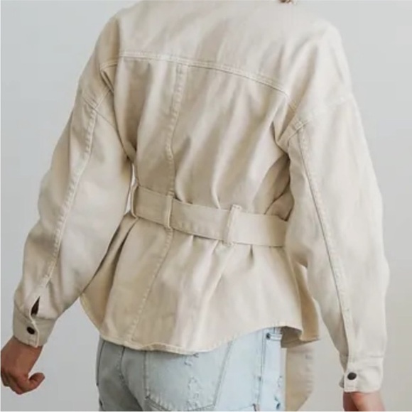 Amuse Society Dorr Revolve Women's Cream jean Jacket tie waist size XS - Picture 10 of 10